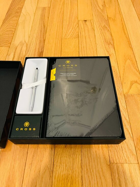 cross Other - Cross gift set features a slim chrome ballpoint pen paired with a black journal